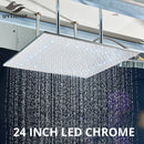 GobekUsa 24" Chrome LED Rain Shower Head Ceiling Mounted Top Sprayer & Arm