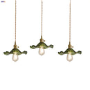 GobekUsa Green Flower Glass Pendant Light - Modern Kitchen Bar Restaurant Hanging Lamp