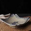 GobekUsa Japanese Fish Print Ceramic Tableware - Special-shaped Large Dinner Plate Set