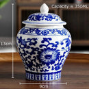GobekUsa Blue White Porcelain General Jar Tea Canister with Lid Desk Decoration