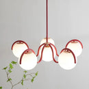 GobekUsa Bean Glass Pendant Light, red & cream, Minimalist Nordic Chandelier for Living Room, Bedroom, Dining & Study