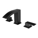 GobekUsa Gold Black Waterfall Bathroom Basin Faucet 3 Hole Hot Cold Water Tap