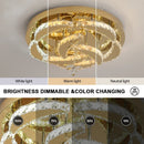 GobekUsa Crystal Drop Chandelier Ceiling Light with RC Dimming for Modern Home Decor
