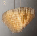 GobekUsa Clear Smoke Glass Oval LED Chandelier - Modern Retro Black Metal-B