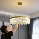 GobekUsa Crystal LED Chandelier: Luxury Dimmable Pendant Light for Bedroom, Living, Dining Room