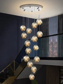 GobekUsa LED Glass Ball Chandelier for Duplex Villa Living Room