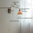 GobekUsa Ceramic LED Wall Light Rotatable Walnut Bedside Lamp