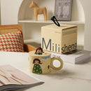 GobekUsa Creative Ceramic Coffee Mug with Lid for Couples
