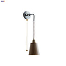 GobekUsa Ash Wood LED Wall Light with Pull Chain Switch, Japanese Style Bedside Lamp