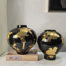 "GobekUsa Gold Foil Pattern Ceramic Vase - Handcrafted Flowerpot Terrarium Home Decor"