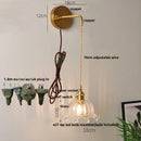 GobekUsa Clear Glass LED Wall Lights with Adjustable Pull Chain Switch