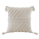 GobekUsa Boho Beige White Tufted Tassel Pillow Cover Set