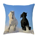 GobekUsa Galloping Horse Pillowcase: Wild Horse Print Linen Cushion Cover for Home Decoration