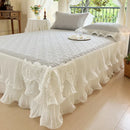 GobekUsa Lace Ruffles Quilted Cooling Bed Skirt Set