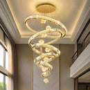 Modern Crystal Ring Staircase Chandelier Pendant Light