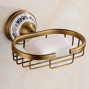 GobekUsa Antique Brass Ceramic Soap Dish Copper Soap Basket Bathroom Accessories