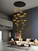 GobekUsa Lotus Staircase LED Chandelier - Multi-Head Copper Black Gold Hanging Lamp