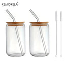 GobekUsa 17oz Glass Tumbler Cups with Glass Straw - Set of 1/2/4