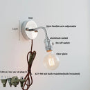 GobekUsa Glass Wall Light Fixture with Pull Chain Switch, Adjustable Arm, Modern Nordic Design