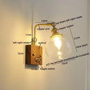 GobekUsa Clear Glass LED Wall Sconce Walnut Copper Modern Stair Light Fixtures