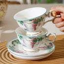 GobekUsa Green Willow Porcelain Tea Cup & Saucer Set - Elegant Tableware and Coffee Mug