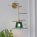GobekUsa Clear Glass LED Wall Sconce with Pull Chain Switch, Brass E27, Bedroom Reading Light