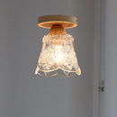 GobekUsa Crystal Wood LED Ceiling Lamp Clear Glass Modern Indoor Lighting