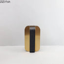 GobekUsa Golden Geometry Vase Artificial Flower Desk Decor - Leather Floral Room Aesthetic