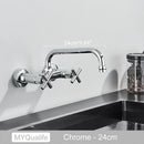 GobekUsa Antique Brass Dual Handle Wall Mount Kitchen Faucet