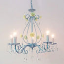 GobekUsa Blue Crystal Bouquet Chandelier for Princess Girl Bedroom - Romantic Children's Flowers Pendant Lights