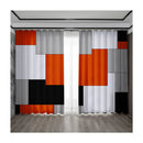 GobekUsa Geometric Grid Printed Curtain Set for Bedroom, Garden & Balcony
