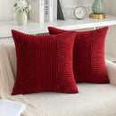 GobekUsa Corduroy Patchwork Striped Christmas Cushion Covers - Set of 2