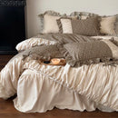 GobekUsa French Floral Washed Cotton Bedding Set, Duvet, Sheet, Pillowcases