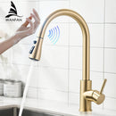 GobekUsa Gold Sensor Kitchen Faucet Stainless Steel Smart Touch Control Sink Tap