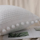 GobekUsa Lace Pompom Cotton Cushion Cover, 50x50cm, White Balls, Soft Seat Cover, Home Decor