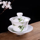 GobekUsa Blue & White Porcelain Gaiwan Tea Set Puer Tea Cups Soup Bowl with Lid