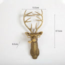 GobekUsa Golden Deer Head Wall Hook: Antique Bronze Resin Animal Pendant for Stylish Wall Decor