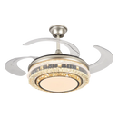 GobekUsa Gold Crystal Retractable Blades Modern LED Ceiling Fan 42" Smart Lightning