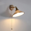 GobekUsa Copper Canopy LED Wall Sconce, White Ceramic Bedside Light for Bedroom, Modern Nordic Design