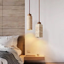 GobekUsa Japanese Stone LED Pendant Lamps Yellow Travertine Wabi Sabi Hanging Light