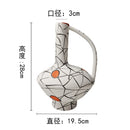 GobekUsa Geometric Line Ceramic Vase with Fringe Decoration