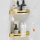 GobekUsa Brushed Gold Aluminum Bathroom Corner Shelf Wall Mounted Shower Shampoo Holder