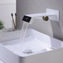 GobekUsa LED Basin Faucet Wall Mounted Hot Cold Mixer Bathroom Brass Vanity