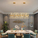 GobekUsa Gold Crystal Chandelier: Luxury LED Hanging Lamp for Living and Dining Room
