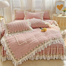 GobekUsa Korean Princess Bedding Set: Flowers, Lace, Ruffles, Embroidery, Quilted, Duvet Cover, Bedspread