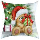 GobekUsa Christmas Pillowcase Deer Santa Tree Bear Print Cushion Cover