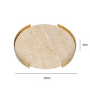 GobekUsa Beige Brown Travertine Marble Tray with Metal Frame