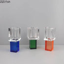 GobekUsa Geometric Square Glass Vase Artificial Flowers Modern Floral Arrangement
