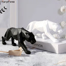 GobekUsa Leopard Geometric Resin Statue - Modern Wildlife Panther Sculpture for Home Office