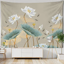 GobekUsa Koi Lotus Ink Tapestry Wall Hanging - Bohemian Aesthetics Home Decor